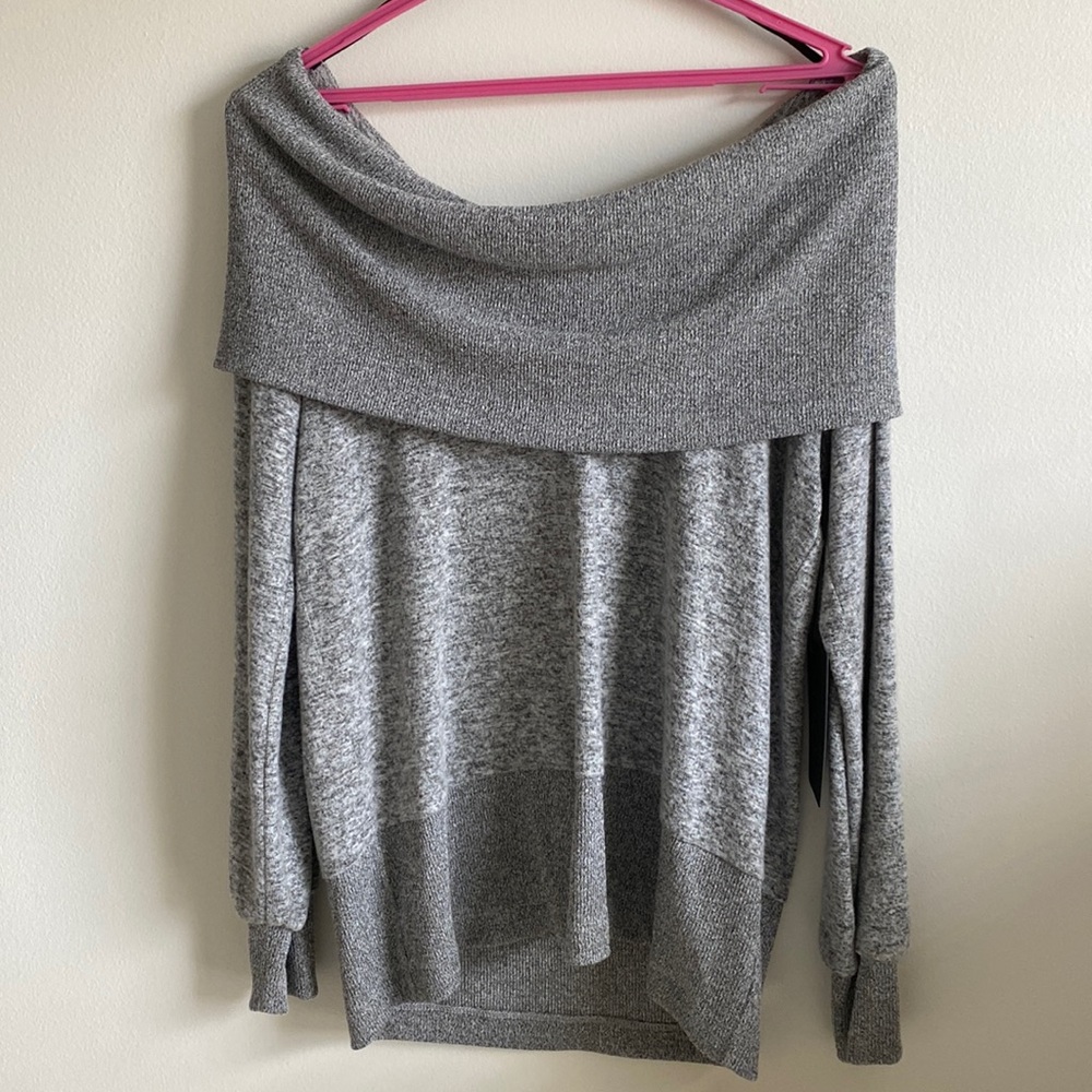 Gibson womens gray off shoulder top size M